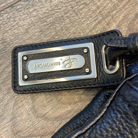 B. Makowsky black leather Tote/Satchel - Picture 3 of 5